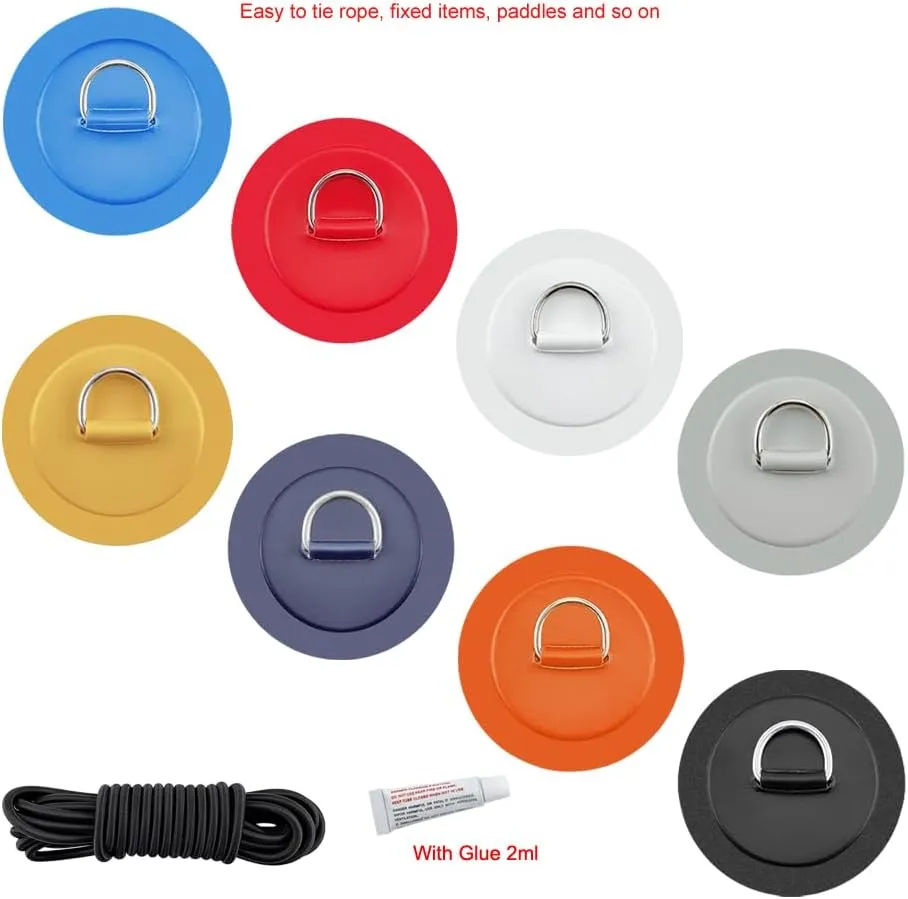 1 Set D Ring Pad PVC Patch Boat Deck Rigging 2.5m Black Elastic Bungee Rope Kit For Stand Up Paddle Board SUP Deck Accessories - (Color: Grey)