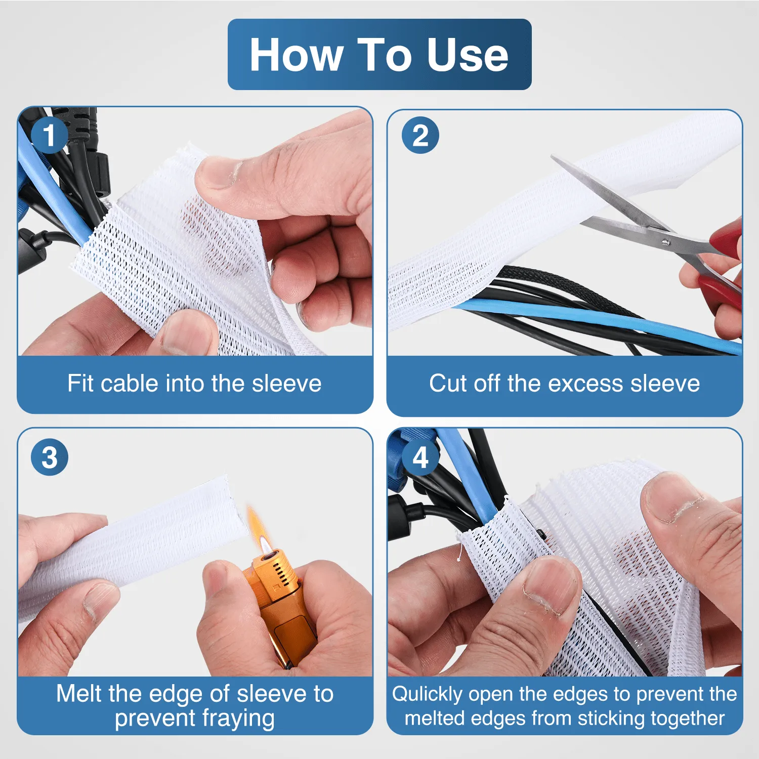 10ft-1inch White Cable Management Sleeves