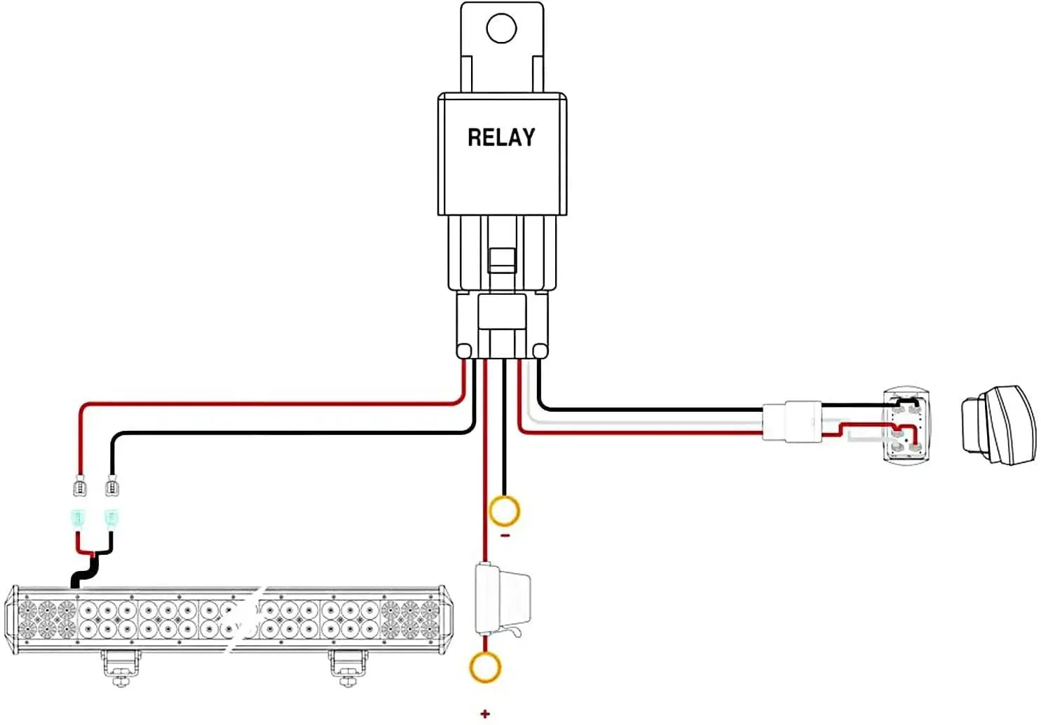 12AWG Wire Harness Kit 1 Lead W/ 12V 3Pin Switch | 3 Fuses | 2 Spade Connectors