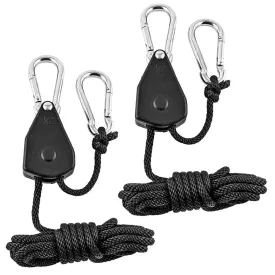 2pcs 1/8 Inch Pulley Ratchets Kayak and Canoe Boat Bow Stern Rope Lock Tie Down Strap 2M Heavy Duty Adjustable Rope