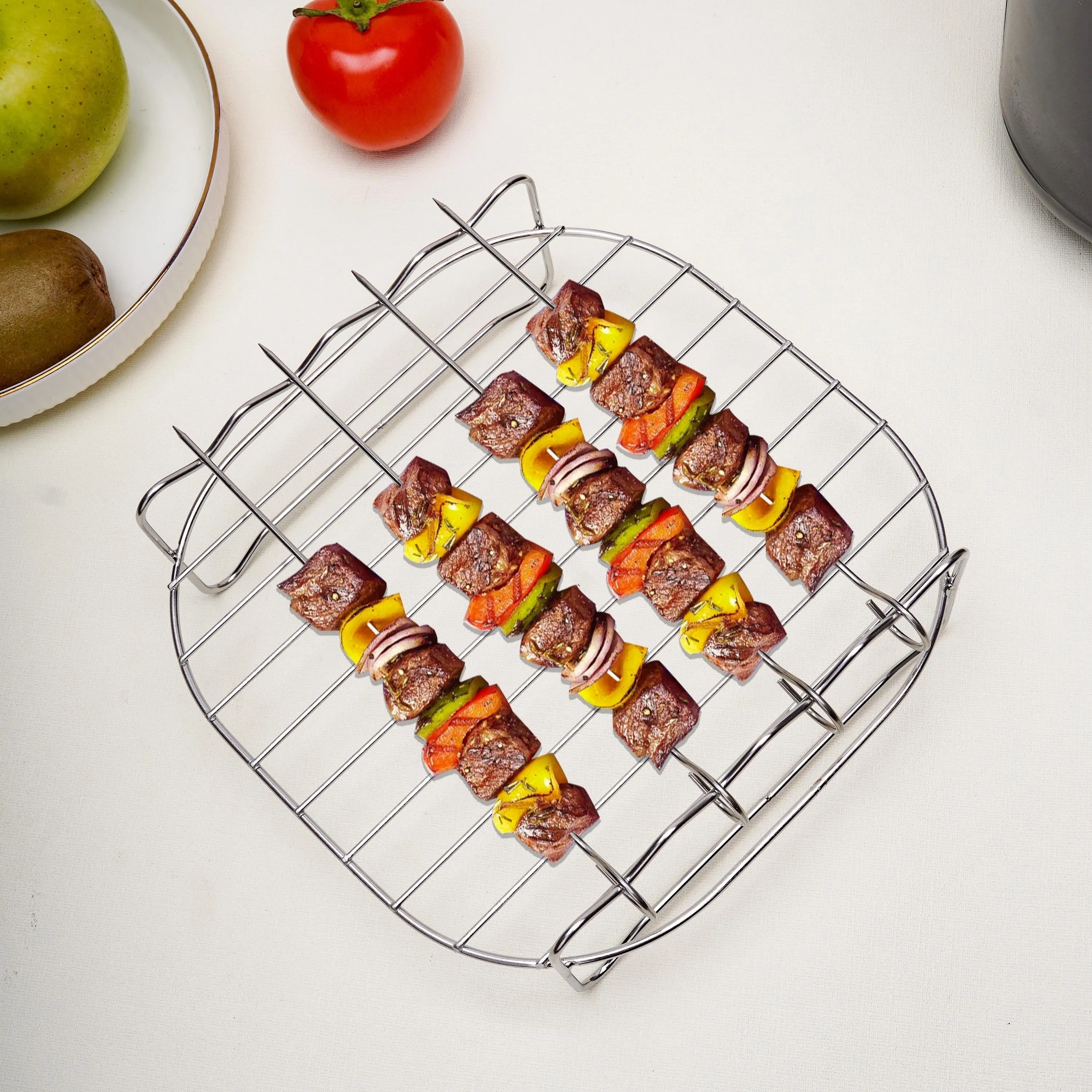 430 Stainless Steel Air Fryer Rack with Roast Meat Picks