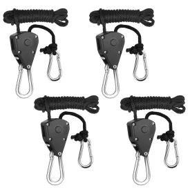 4pcs Pulley Ratchets Heavy Duty Rope Clip Hanger Adjustable Lifting Pulley Lanyard Hanger Boat Bow Rope Lock Tie Down Strap