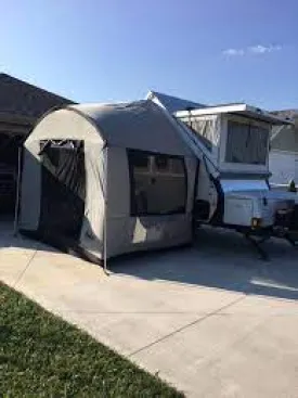 A Frame Teardrop Trailer Side Tent Silver/Black Trim