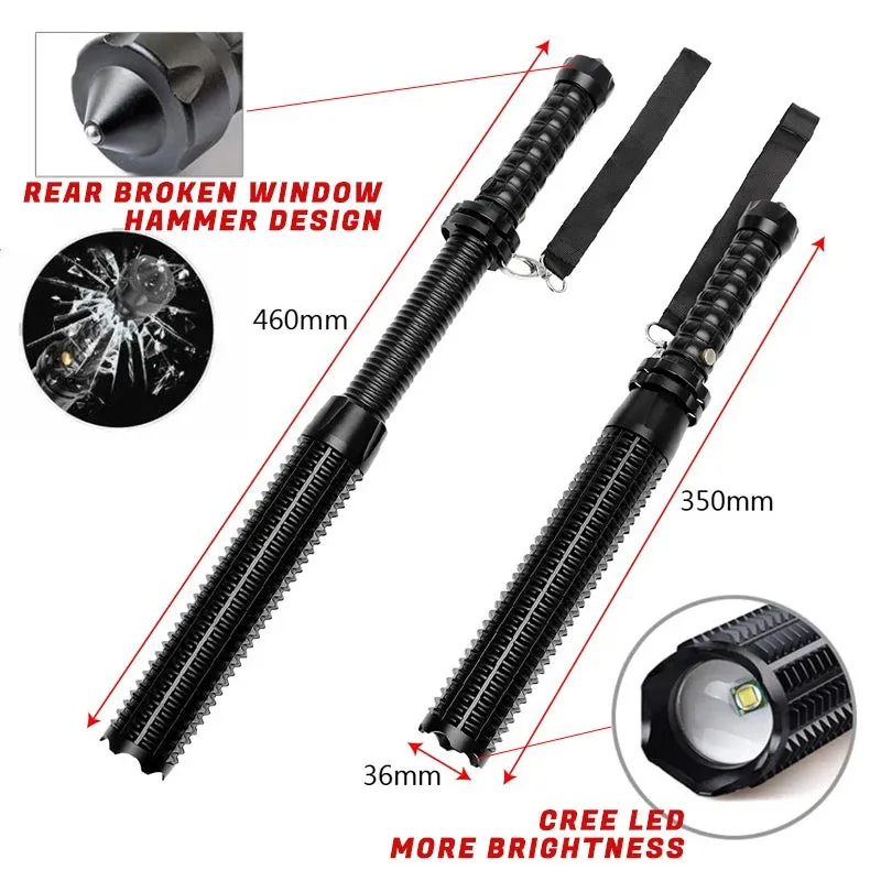 Baseball Bat Flashlight Super Bright LED Torch High Rechargeable Tactical Flashlight 18650 Self Defense Zoomable Waterproof Lamp