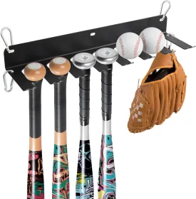 Baseball Bat Holder Wall Mount, Metal Bat Rack for Dugout Fence, Baseball Softball Bat Caddy Bat Hangers Bat Organizer for Storage and Display (Black, Holds Up to 14 Bats)
