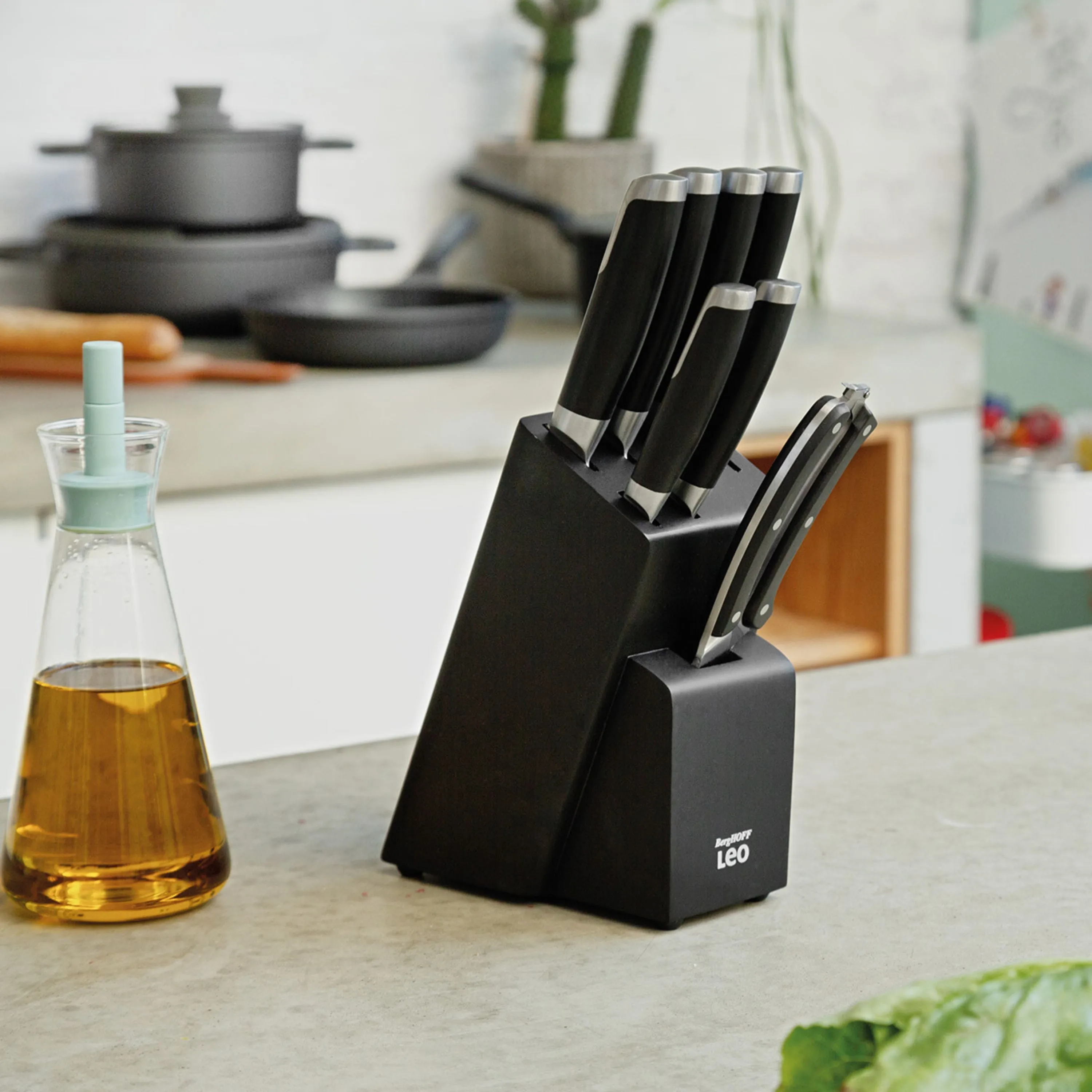 BergHOFF Leo Graphite Stainless Steel 6Pc Knife Block Set