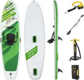 Bestway Freesoul Tech Convertible SUP Set, Inflatable Stand Up Paddle Board with Seat, Green, 11ft 2"