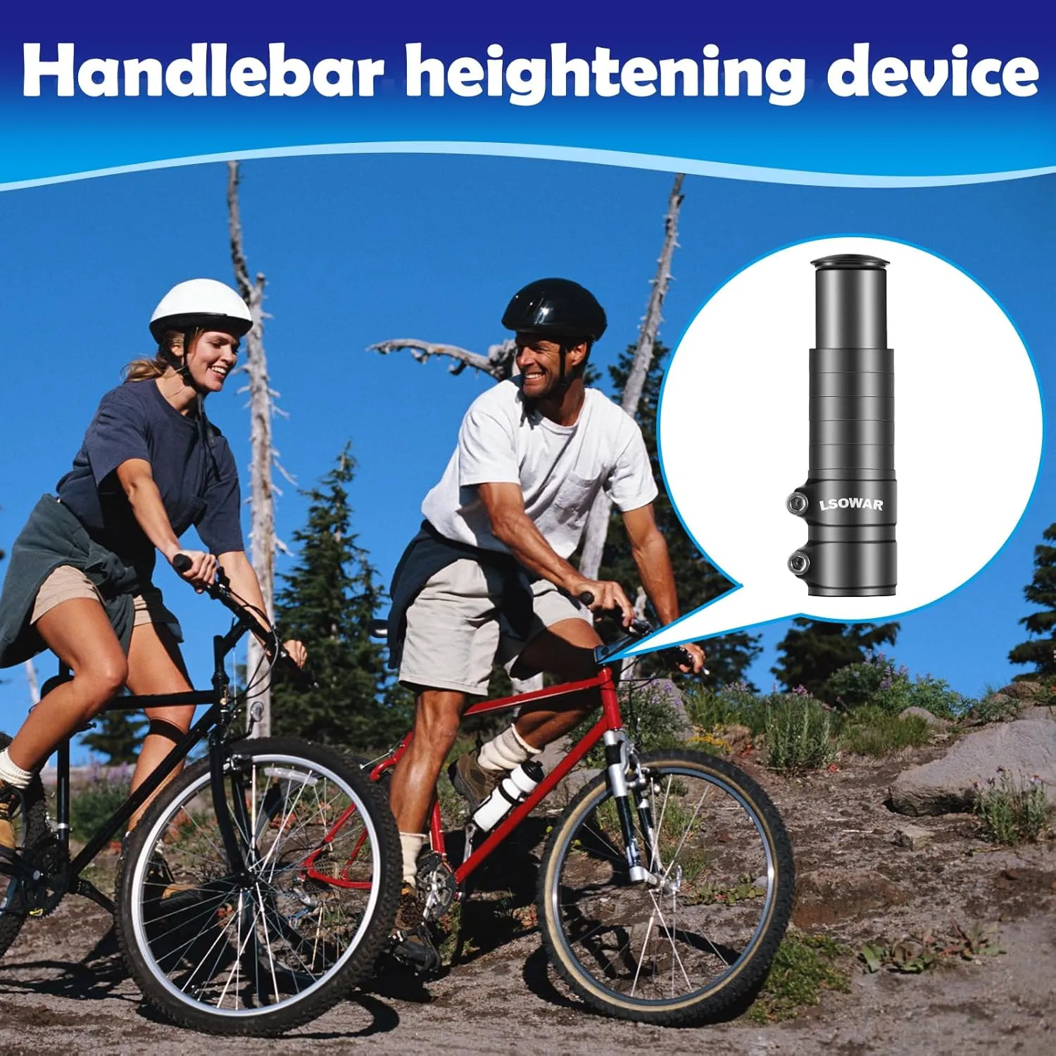 Bike Stem Riser, MTB Handlebar Riser Extender Bicycle Aluminium Alloy Head up Adapter for Mountain Bike, Road Bike, MTB, BMX