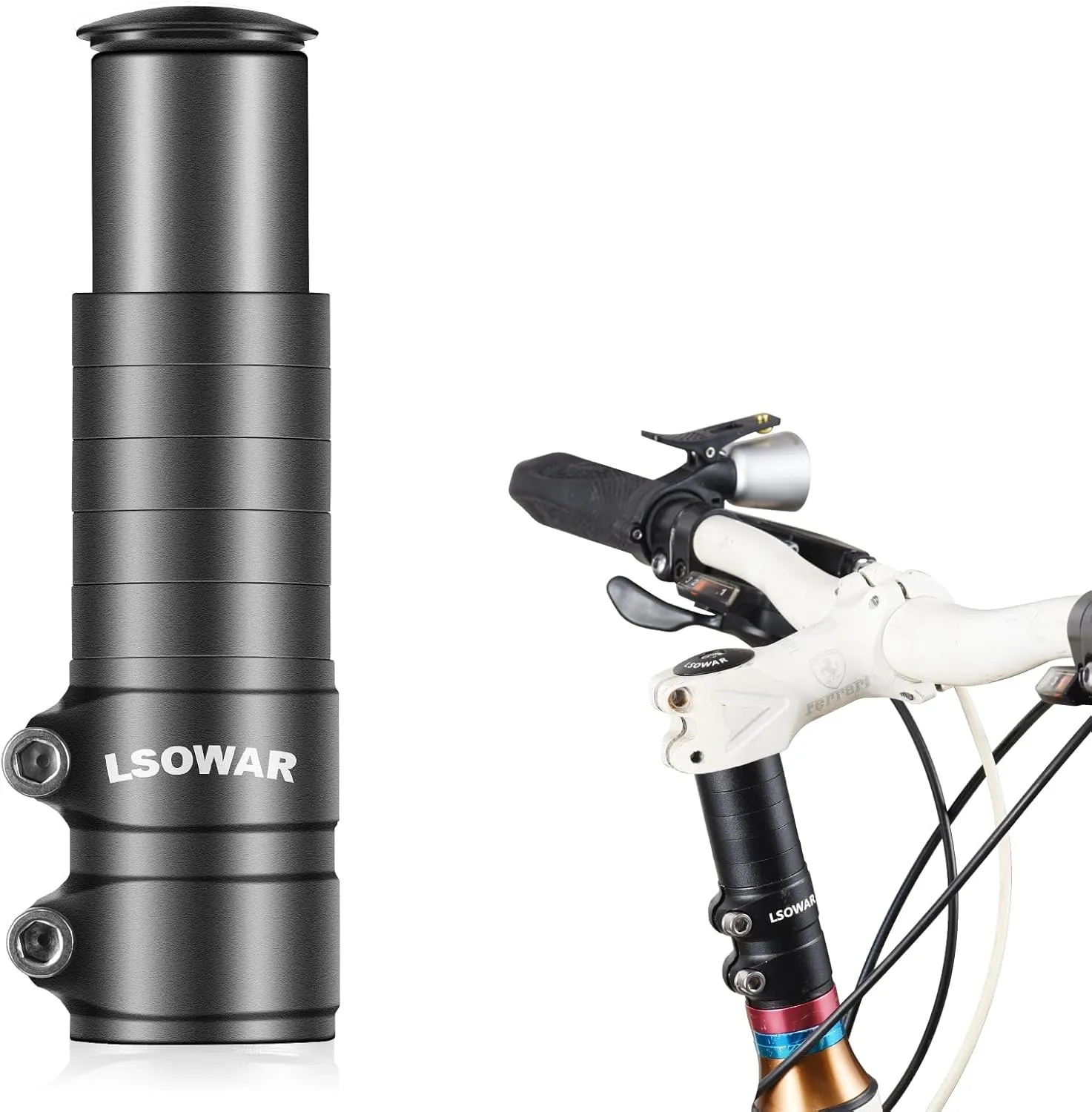 Bike Stem Riser, MTB Handlebar Riser Extender Bicycle Aluminium Alloy Head up Adapter for Mountain Bike, Road Bike, MTB, BMX