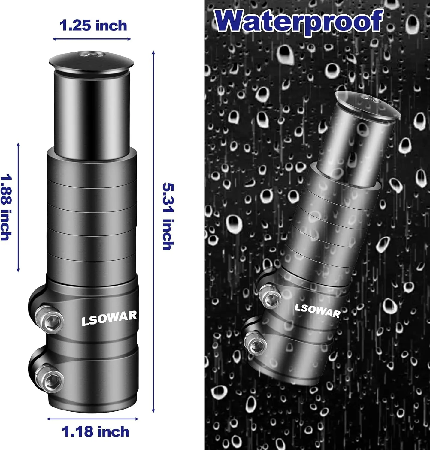 Bike Stem Riser, MTB Handlebar Riser Extender Bicycle Aluminium Alloy Head up Adapter for Mountain Bike, Road Bike, MTB, BMX