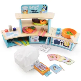 Bluey Tabletop Restaurant Playset – FSC Certified Wooden Pretend Play Kitchen Toy for Kids Aged 3 