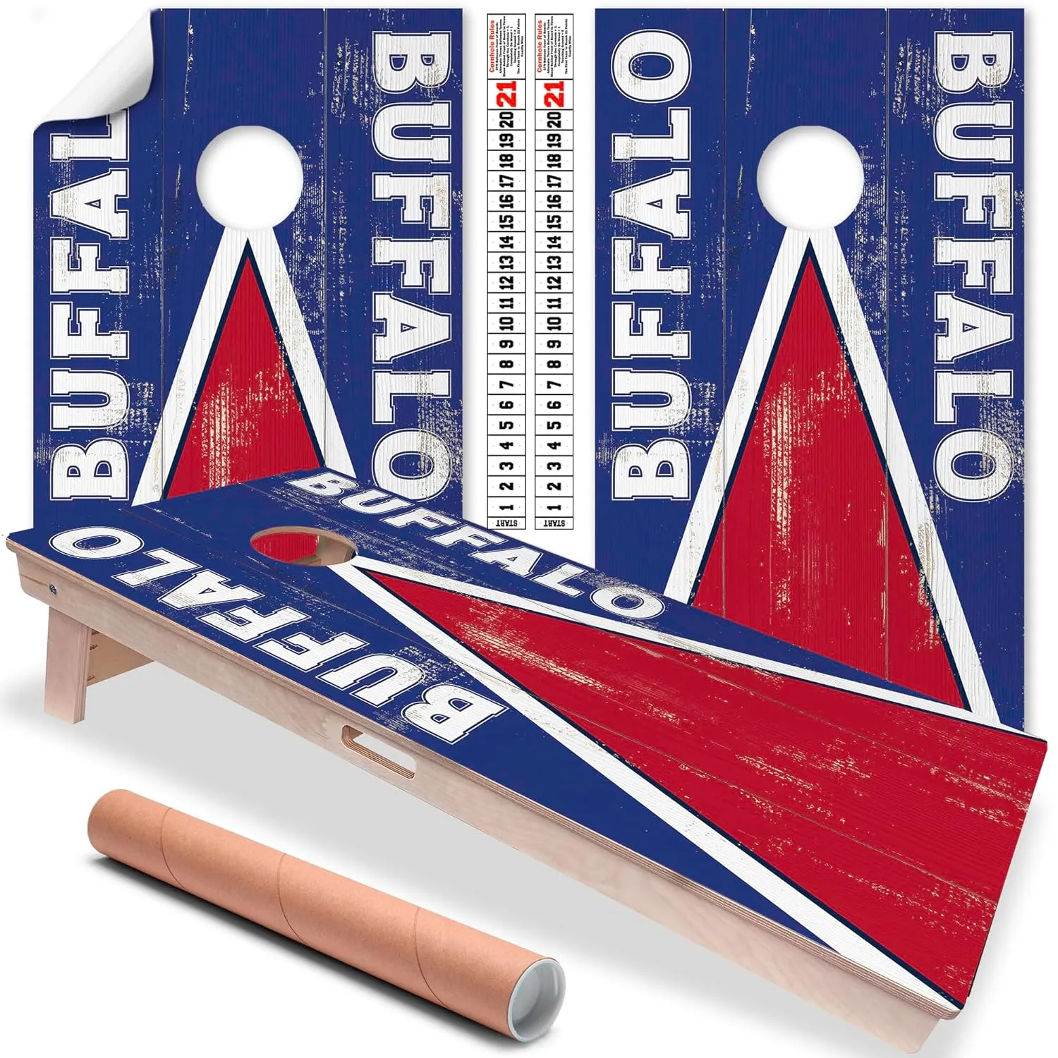 Buffalo Cornhole Board Wraps and Decals for Boards Set of 2 Skins Professional Vinyl Covers Sticker - Football Tailgating Cornhole Wraps Stickers Cornhole Skins Cornhole Wraps for Boards