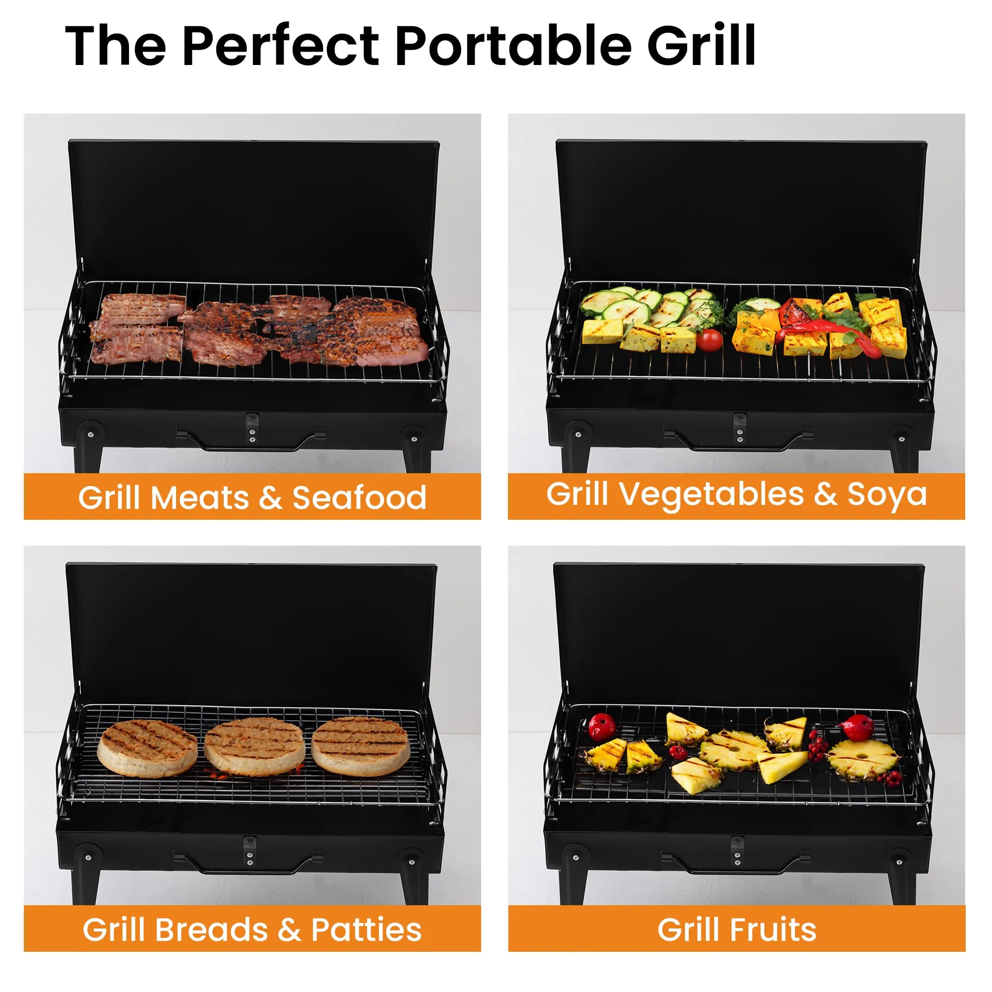 Cheston Barbeque Grill Set For Home | Tandoori Griller with 6 skewers | Foldable & Portable BBQ grill Set for Outdoor parties | Charcoal Grill Pack Size- 1
