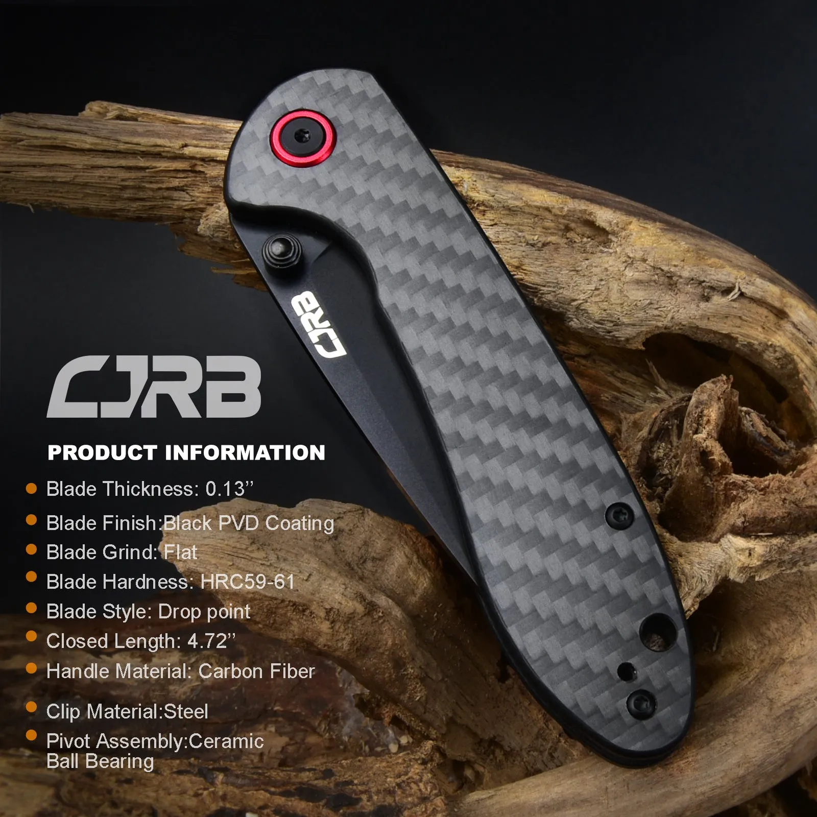 CJRB Feldspar J1912 AR-RPM9 Steel Black PVD Coated Blade G10 Handle Folding Knives