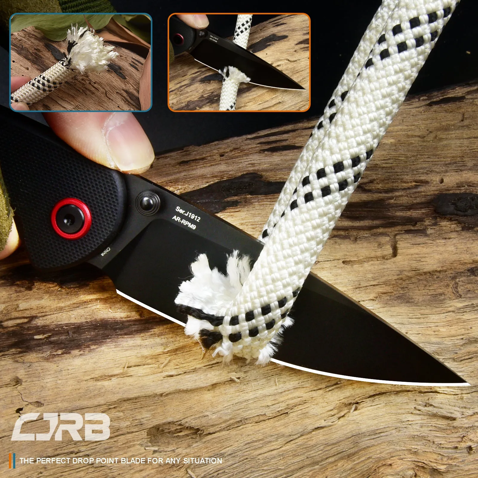 CJRB Feldspar J1912 AR-RPM9 Steel Black PVD Coated Blade G10 Handle Folding Knives