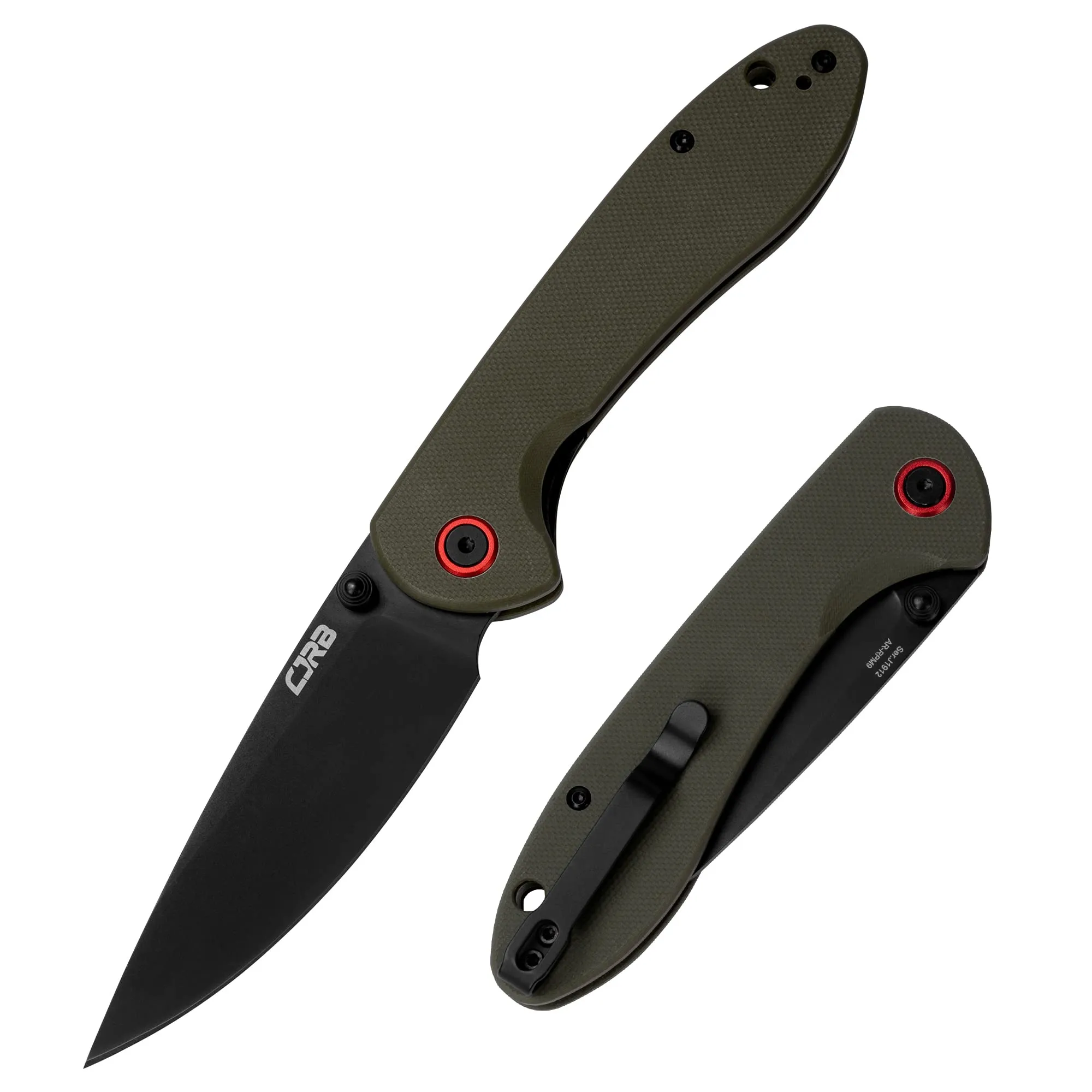 CJRB Feldspar J1912 AR-RPM9 Steel Black PVD Coated Blade G10 Handle Folding Knives