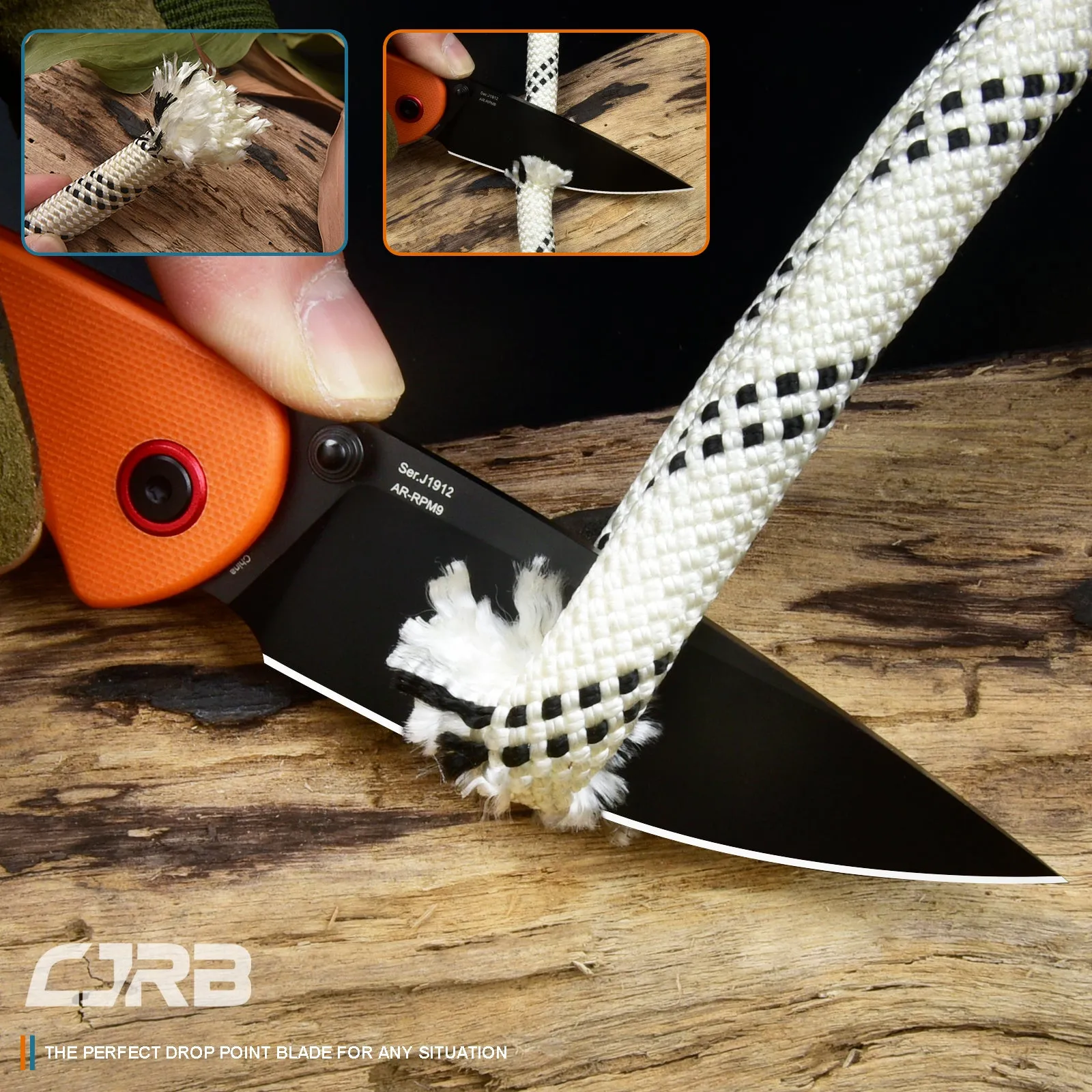CJRB Feldspar J1912 AR-RPM9 Steel Black PVD Coated Blade G10 Handle Folding Knives