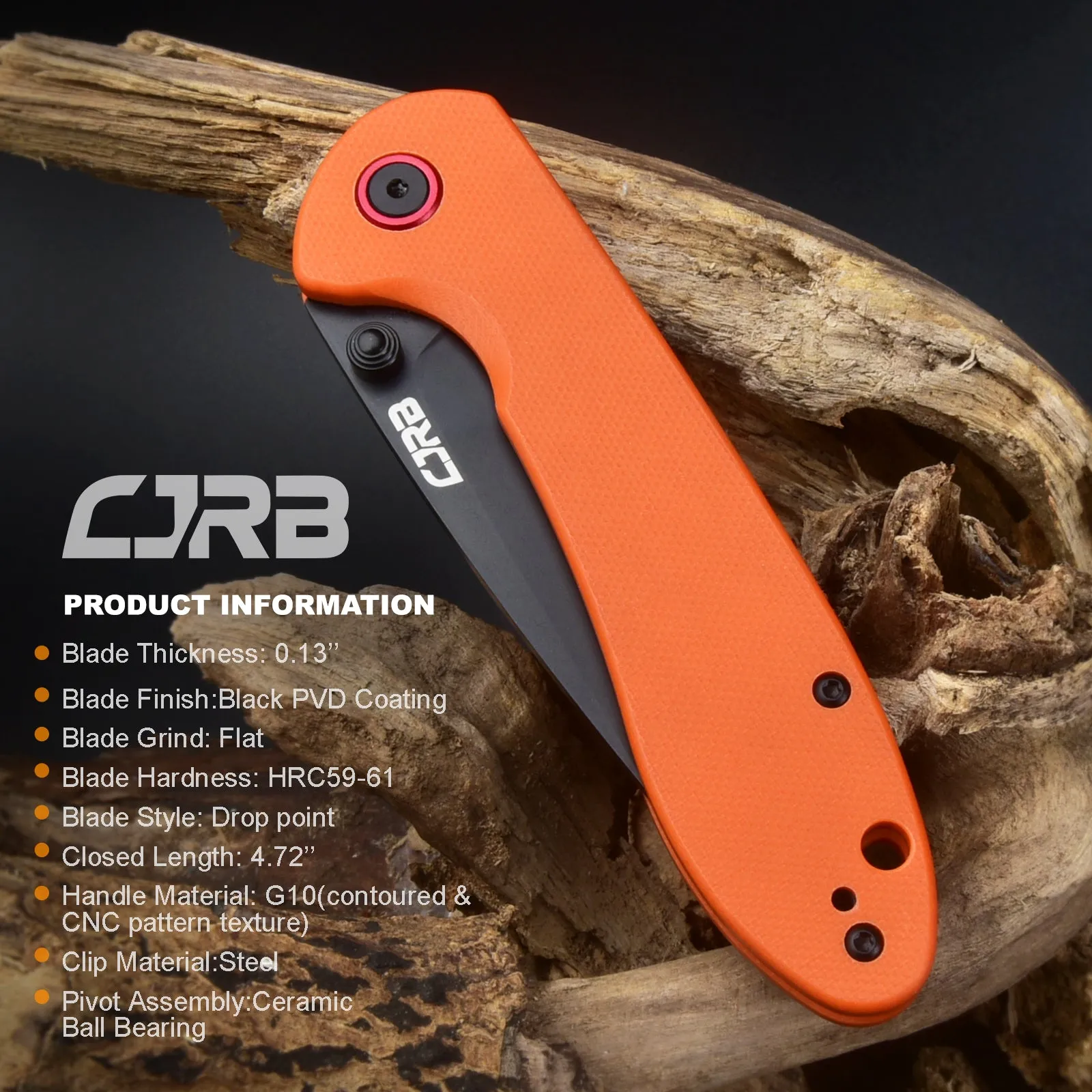 CJRB Feldspar J1912 AR-RPM9 Steel Black PVD Coated Blade G10 Handle Folding Knives