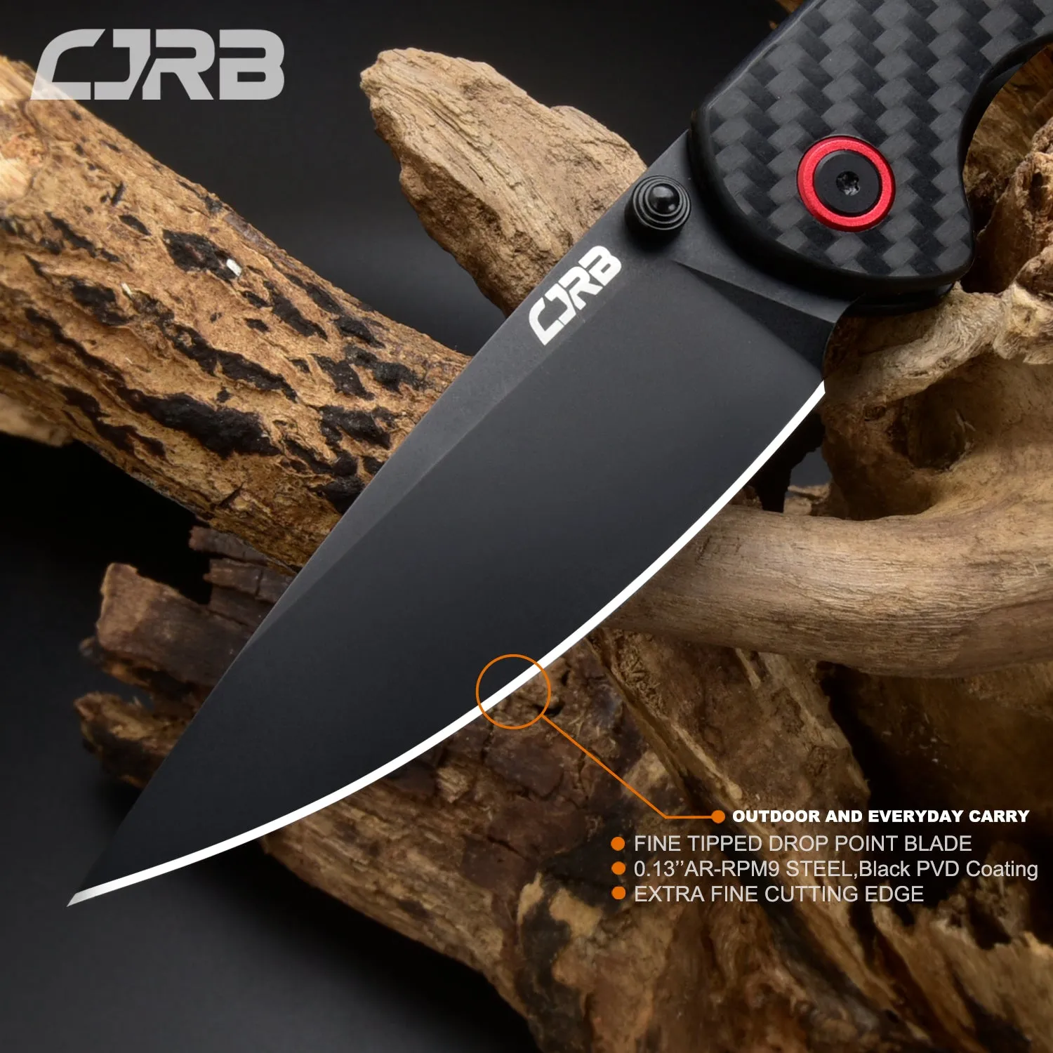 CJRB Feldspar J1912 AR-RPM9 Steel Black PVD Coated Blade G10 Handle Folding Knives