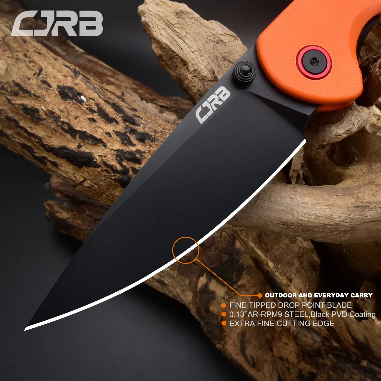 CJRB Feldspar J1912 AR-RPM9 Steel Black PVD Coated Blade G10 Handle Folding Knives