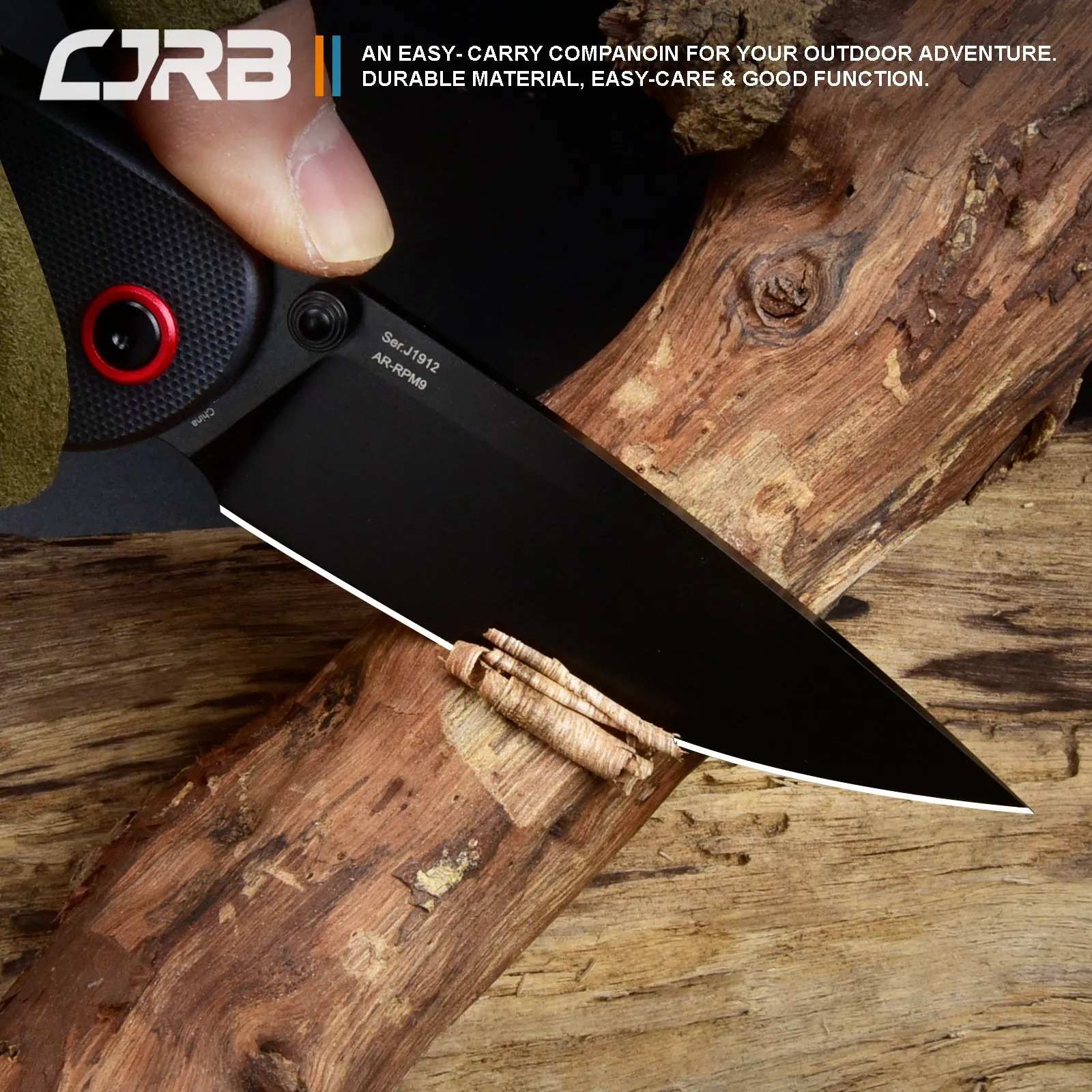CJRB Feldspar J1912 AR-RPM9 Steel Black PVD Coated Blade G10 Handle Folding Knives