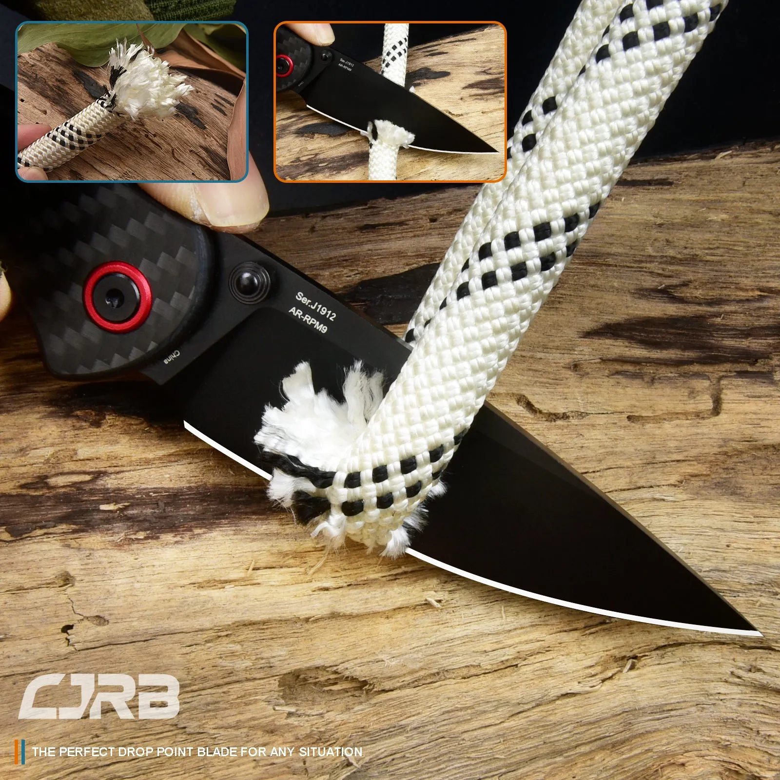 CJRB Feldspar J1912 AR-RPM9 Steel Black PVD Coated Blade G10 Handle Folding Knives