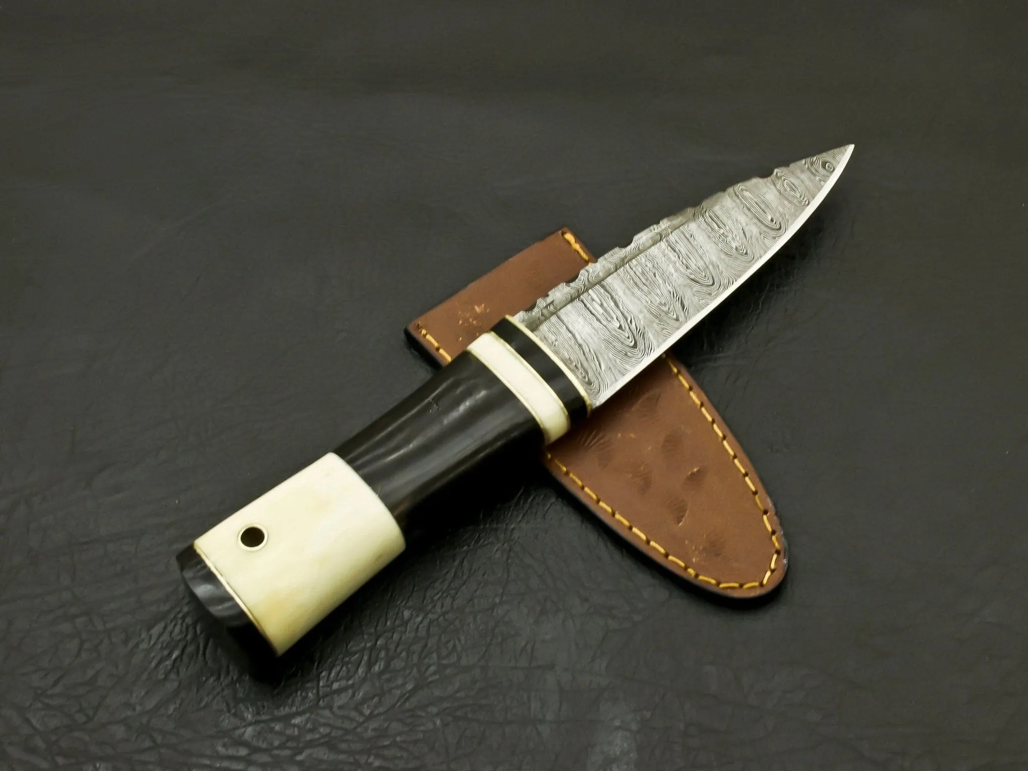 Custom Beautiful Handmade Damascus Steel Serrated Edge  Scottish Dirk Knife/ Sheath