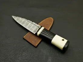Custom Beautiful Handmade Damascus Steel Serrated Edge  Scottish Dirk Knife/ Sheath