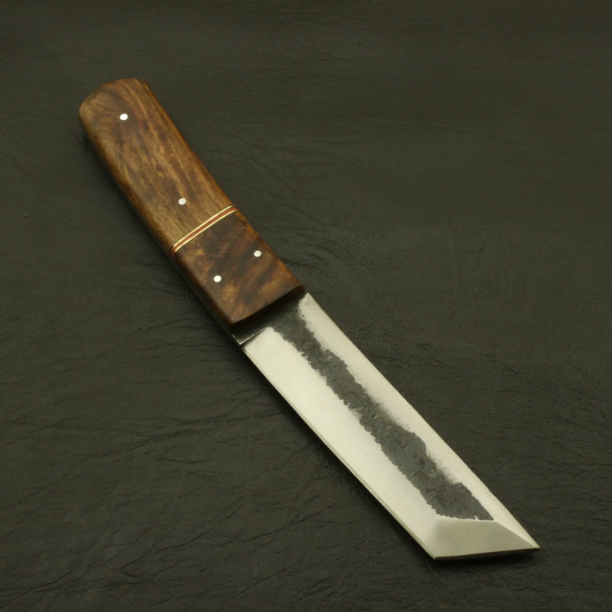Custom Handmade 9''inch High Carbon steel Tanto Knife/Skinning Knife/PAKKA/Rose/Wood/Sheath