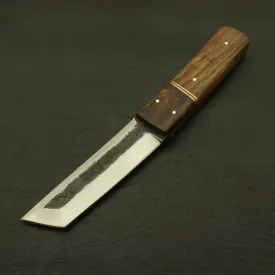Custom Handmade 9''inch High Carbon steel Tanto Knife/Skinning Knife/PAKKA/Rose/Wood/Sheath
