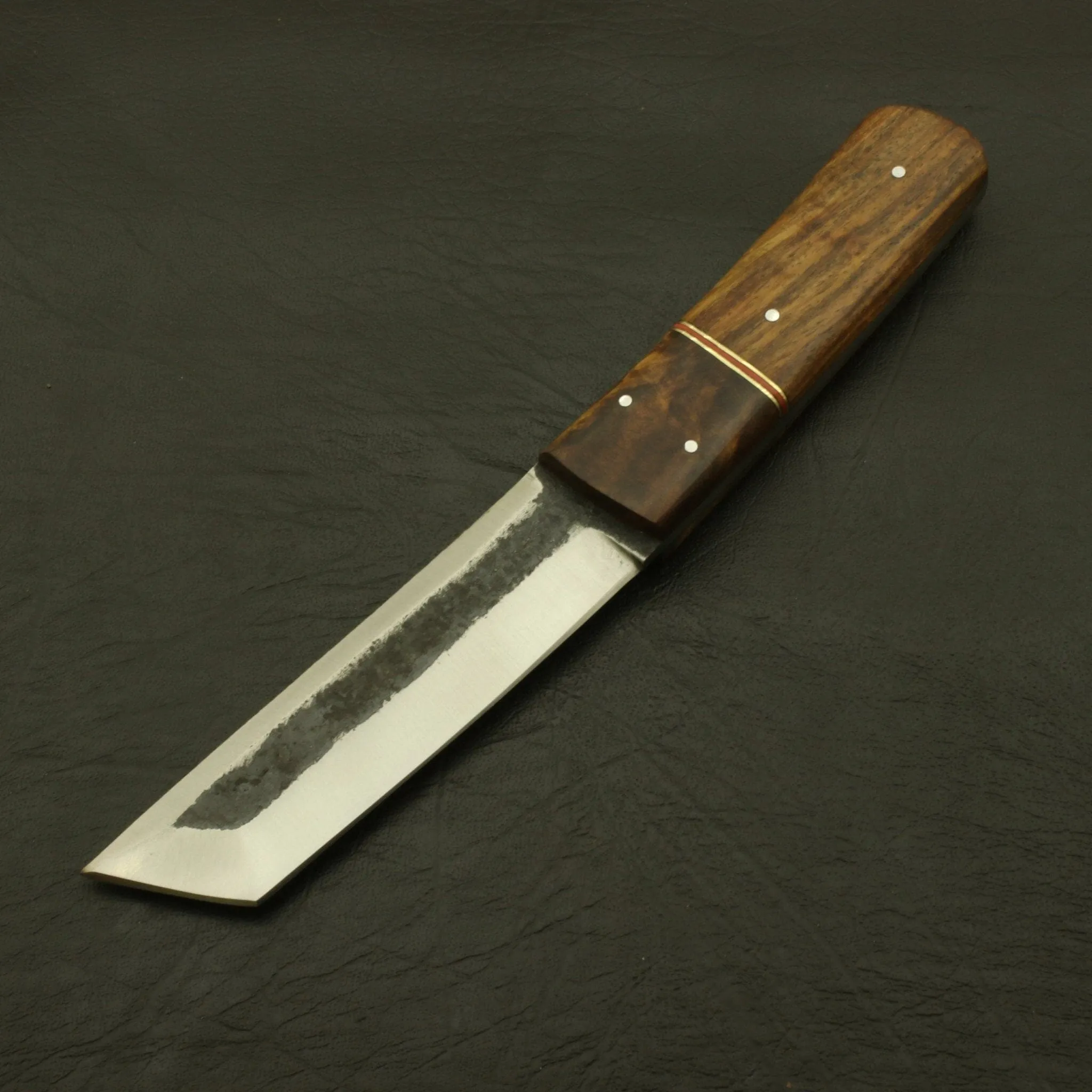 Custom Handmade 9''inch High Carbon steel Tanto Knife/Skinning Knife/PAKKA/Rose/Wood/Sheath