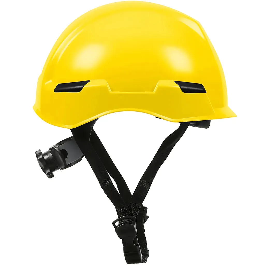 Dynamic 280-HP141R-02 Industrial Climbing Helmet with Polycarbonate / ABS Shell, Nylon Suspension, Wheel Ratchet Adjustment and 4-Point Chin Strap