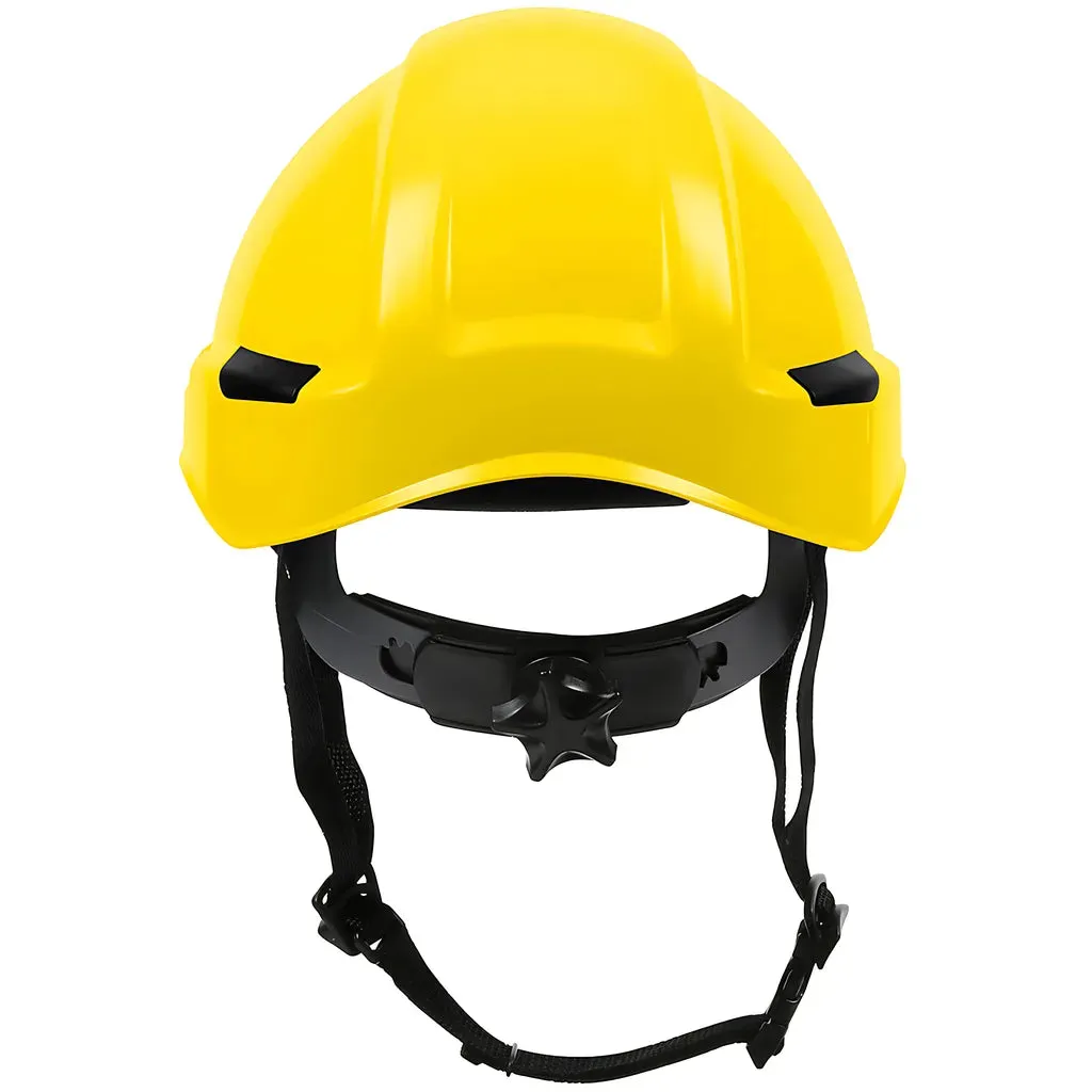Dynamic 280-HP141R-02 Industrial Climbing Helmet with Polycarbonate / ABS Shell, Nylon Suspension, Wheel Ratchet Adjustment and 4-Point Chin Strap