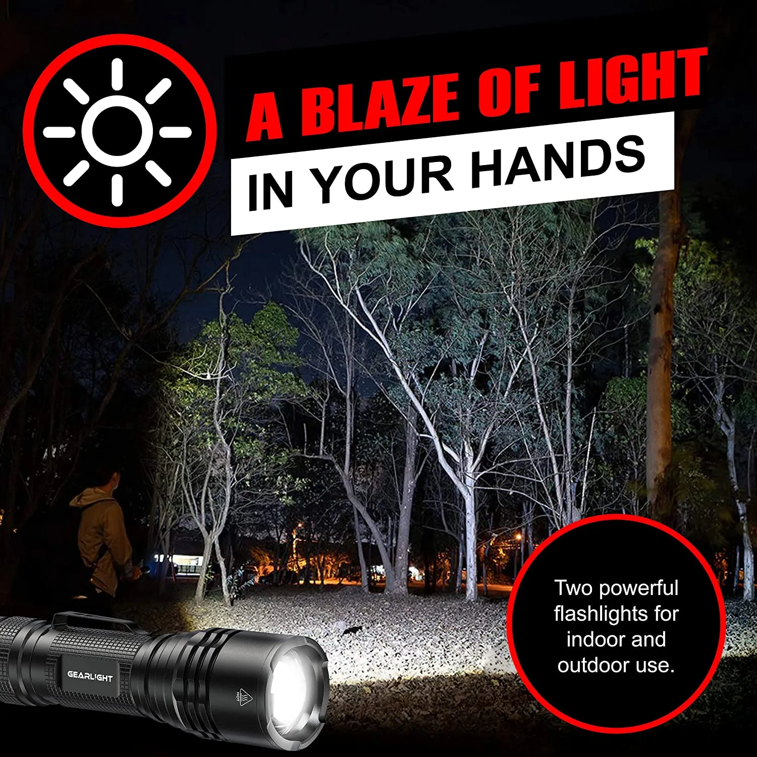 GearLight TAC LED Flashlight Pack Super Bright Tactical Flashlights