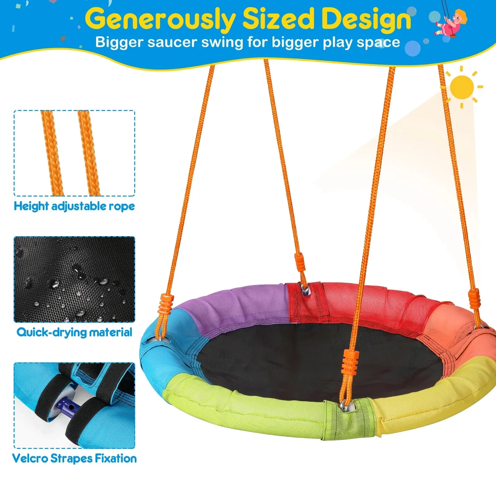 GIKPAL US01 TY0574 440lbs Swing Set for Kids with Heavy Duty A-Frame Metal Swing Stand for Backyard and Playground