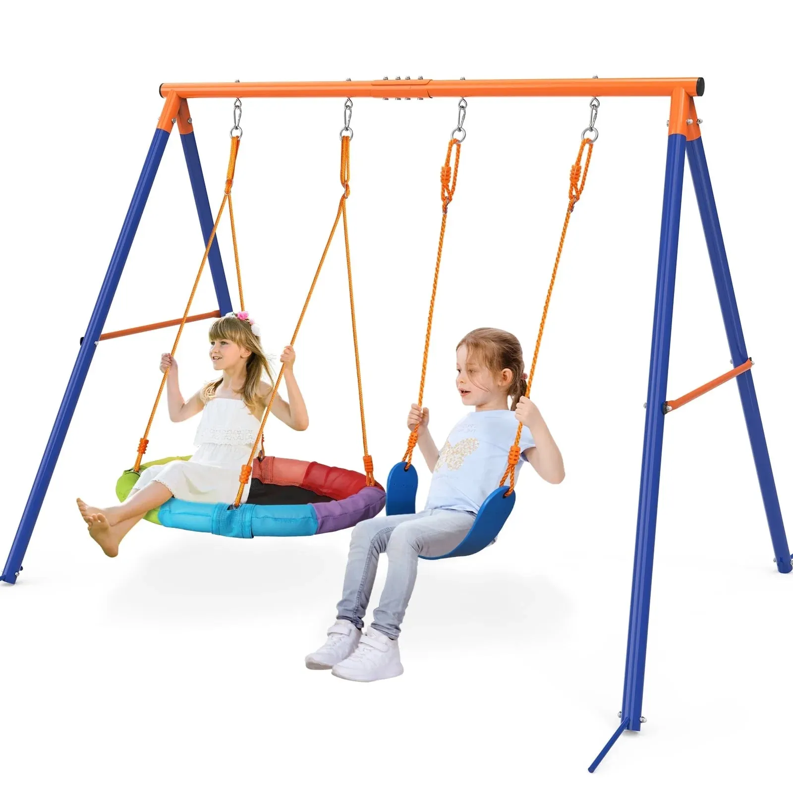 GIKPAL US01 TY0574 440lbs Swing Set for Kids with Heavy Duty A-Frame Metal Swing Stand for Backyard and Playground