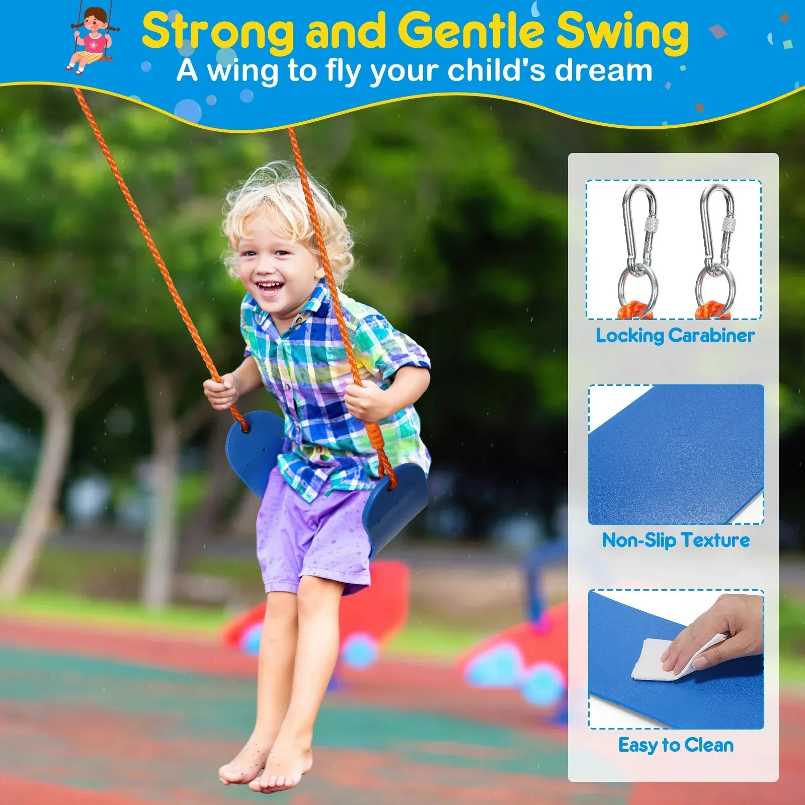 GIKPAL US01 TY0574 440lbs Swing Set for Kids with Heavy Duty A-Frame Metal Swing Stand for Backyard and Playground