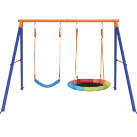 GIKPAL US01 TY0574 440lbs Swing Set for Kids with Heavy Duty A-Frame Metal Swing Stand for Backyard and Playground