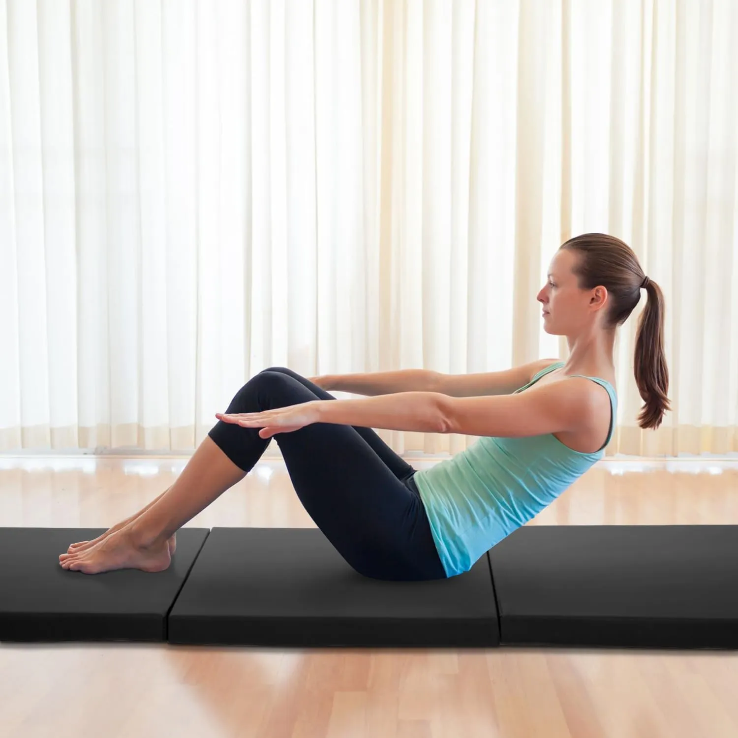 Gymnastics Tumbling Mats Gymnastics Mat Portable Foldable Tumbling Mat Thick PU Leather Exercise Mat Yoga Mat with Carrying Handles for home Workout outdoor Yoga Gymnastics