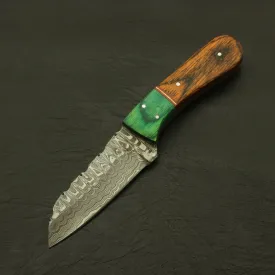 Handmade Cutting Edge Custom superb pattern Damascus Steel 7" Hunting/skinning Knife/Paka/Rose/Wood/Sheath