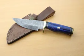 Handmade Damascus Steel Hunting knives with genuine leather sheath