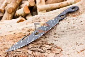 Handmade Stainless Steel Hunter Knife Destiny Dagger Forge BLOSSOM Pattern Steel Replica