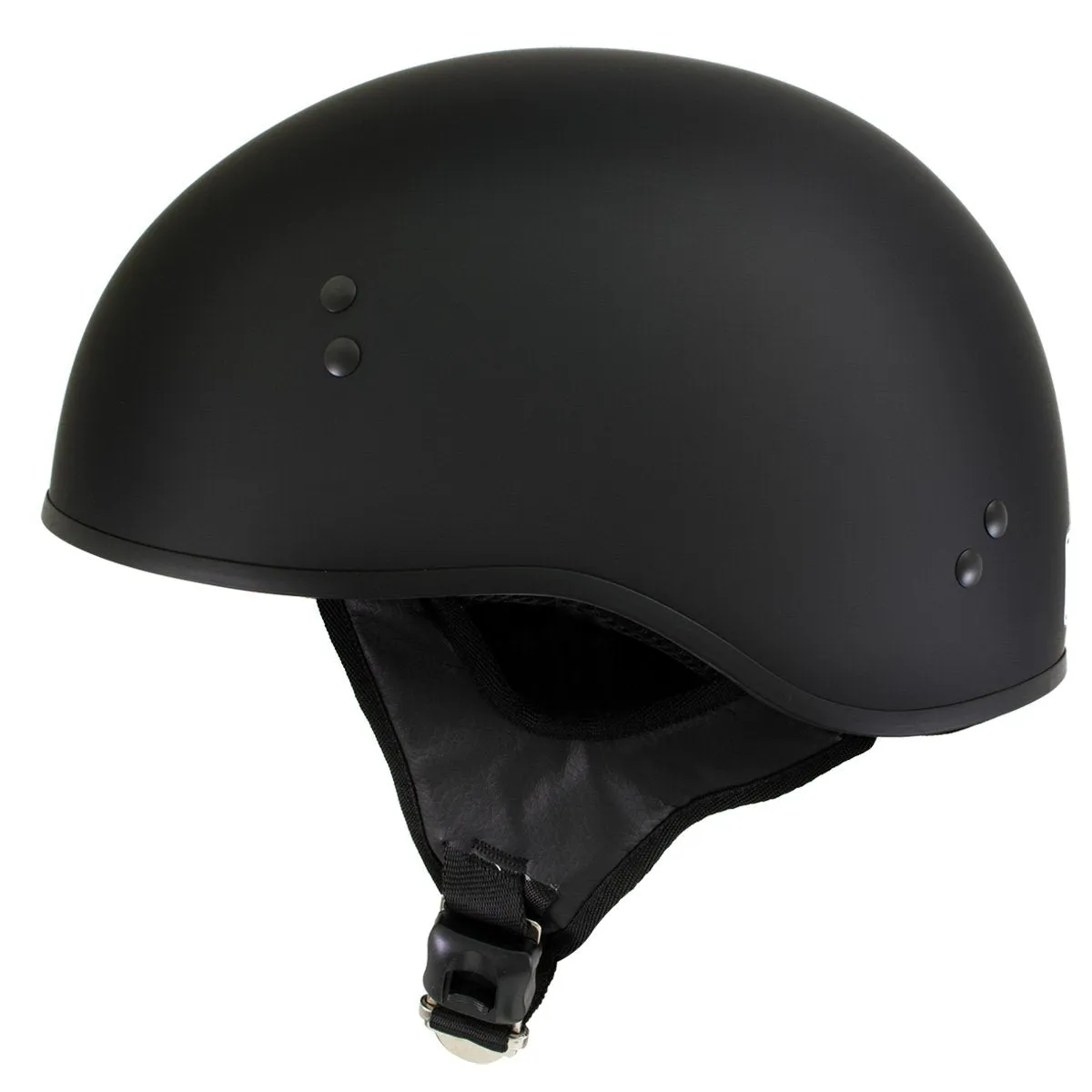 Hot Leathers T68-SP 'The O.G.' No Logo Flat Black Motorcycle DOT Skull Cap Helmet