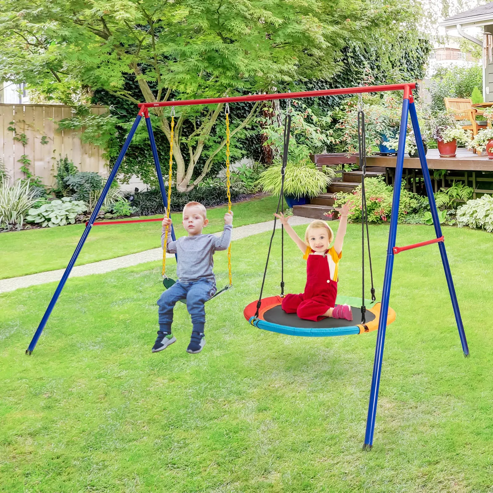 INFANS Swing Stand, 550 lbs Heavy Duty Metal Swing Frame, Extra Large A-Frame Swing Stand for Kids and Adult