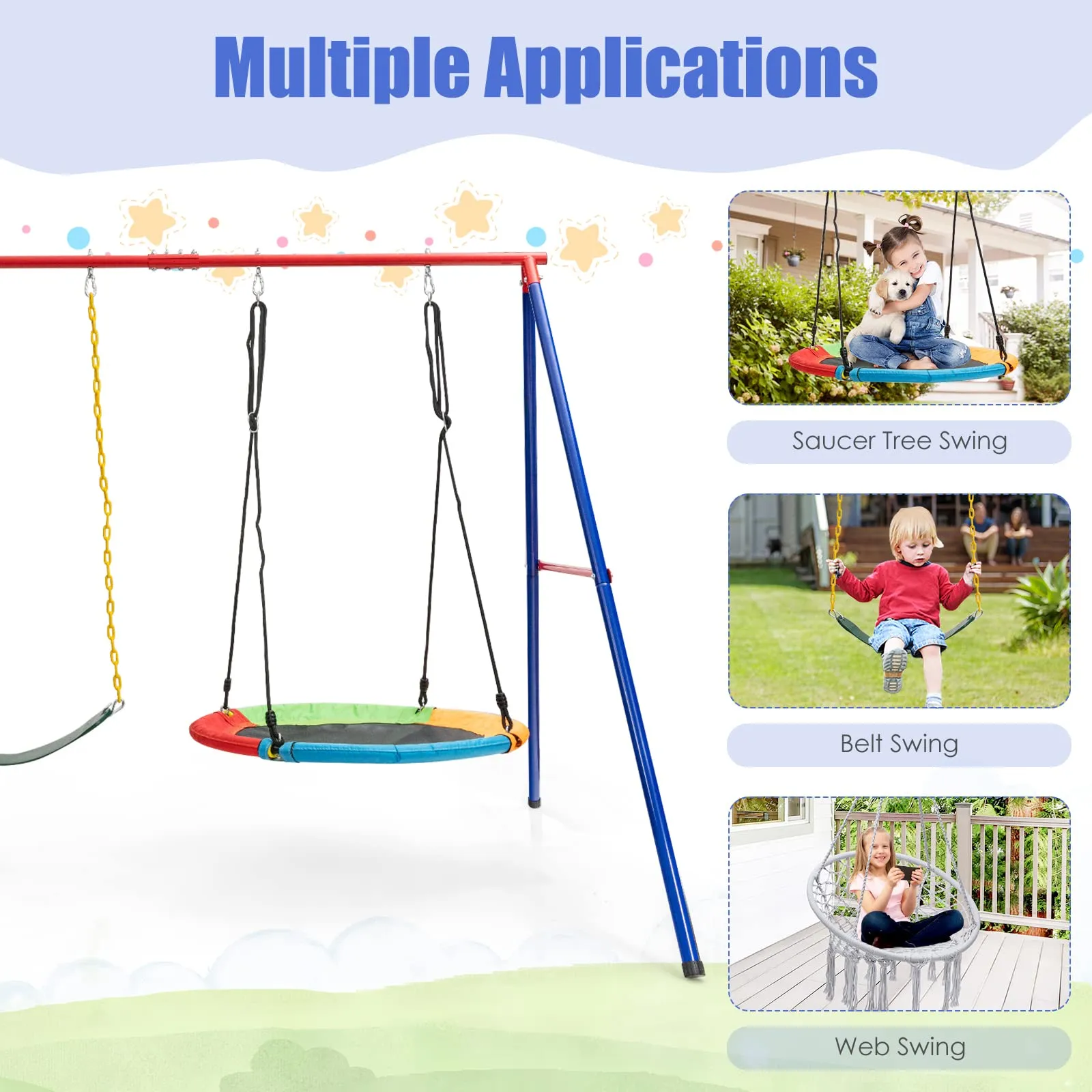 INFANS Swing Stand, 550 lbs Heavy Duty Metal Swing Frame, Extra Large A-Frame Swing Stand for Kids and Adult