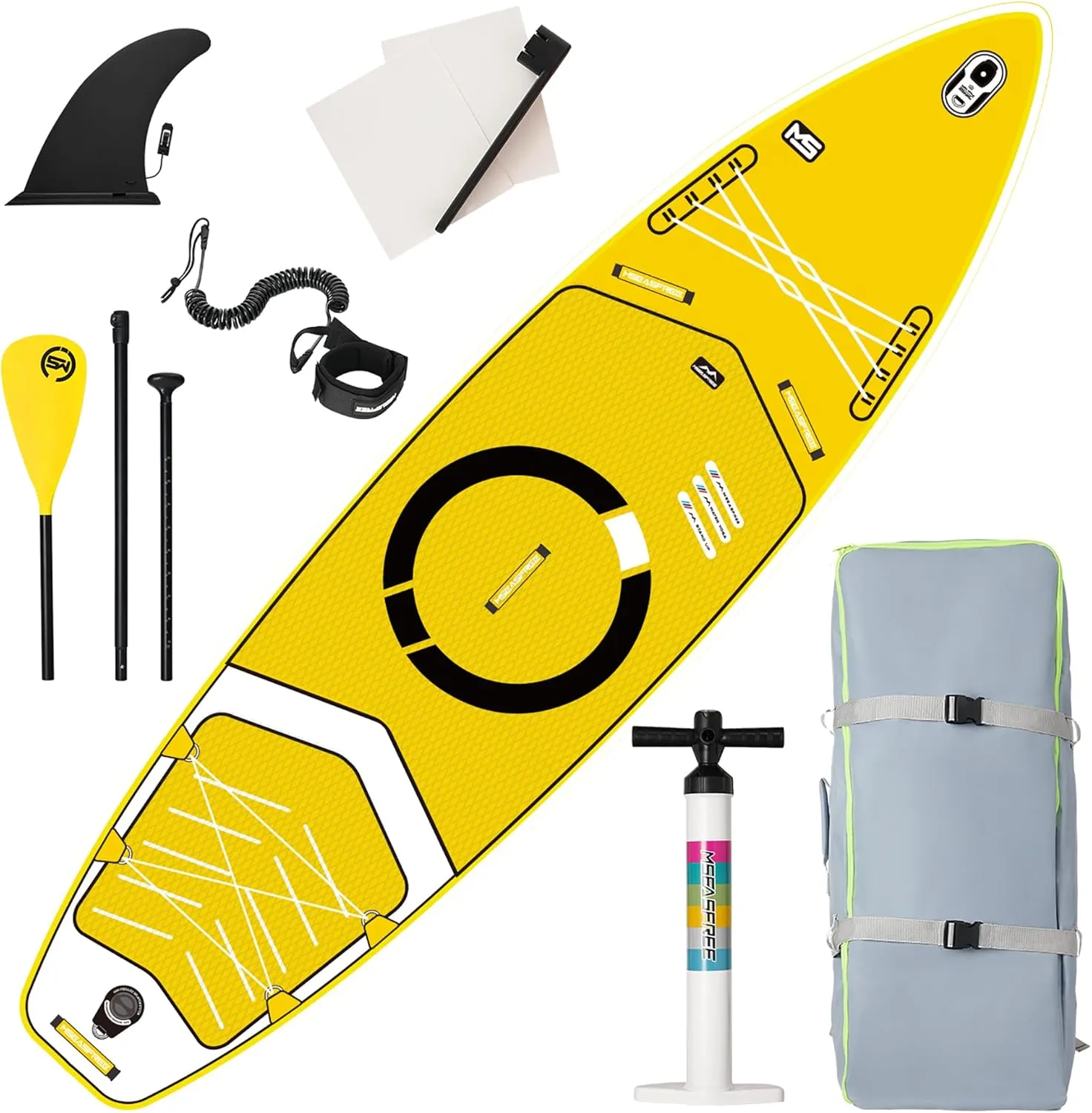 Inflatable Paddle Board 9.9'x33 x5 with Premium SUP Accessories & Backpack, Wide Stance, Bottom Fin for Paddling, Paddle, Leash, Surf Control, for Youth & Adult