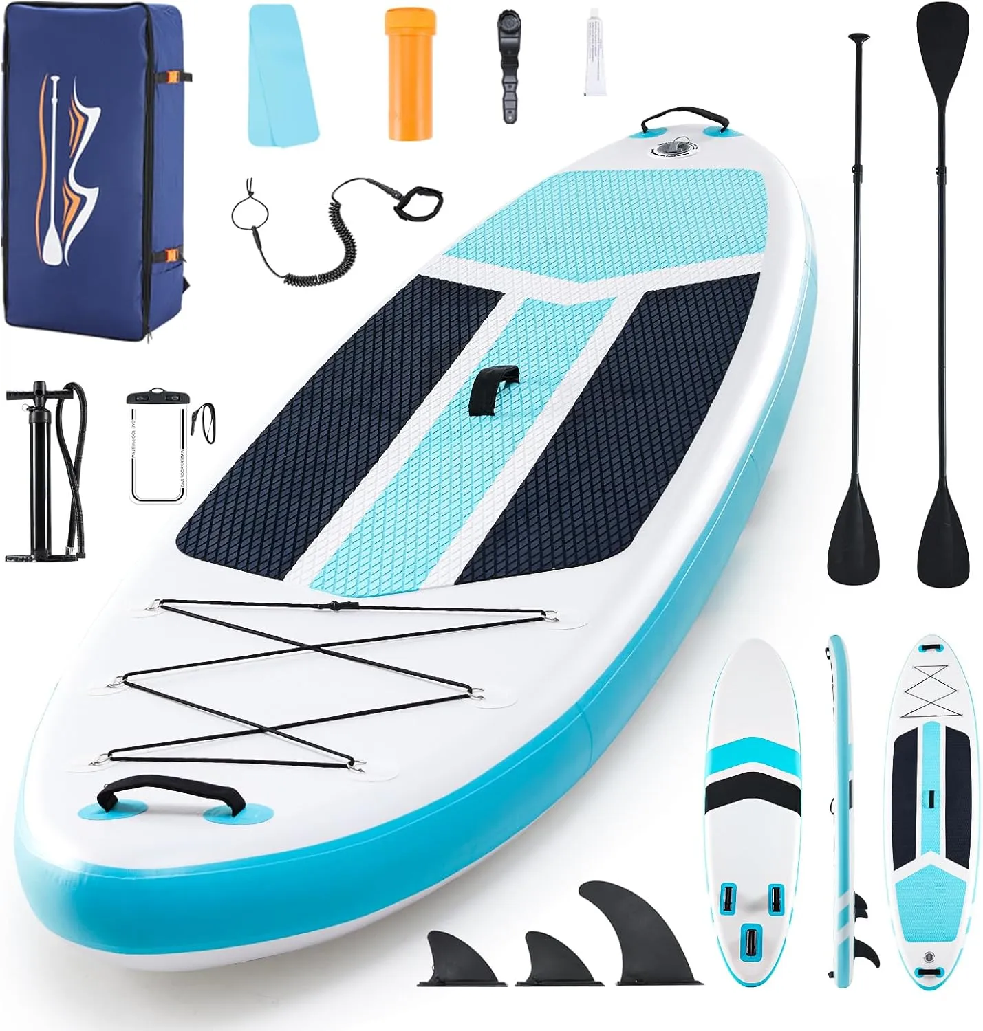 Inflatable Stand Up Paddle Board with Premium SUP Paddleboard Accessories,400lb Capacity,2-in-1 Paddle for Adults and Beginners