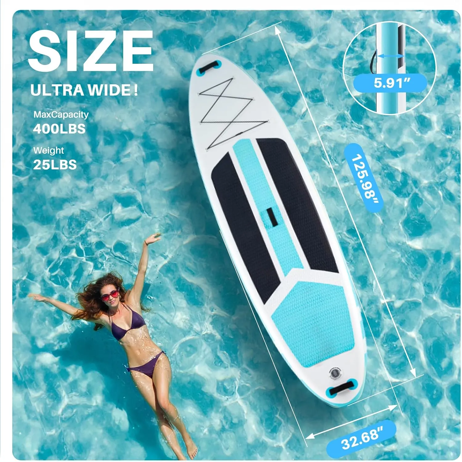 Inflatable Stand Up Paddle Board with Premium SUP Paddleboard Accessories,400lb Capacity,2-in-1 Paddle for Adults and Beginners