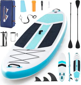 Inflatable Stand Up Paddle Board with Premium SUP Paddleboard Accessories,400lb Capacity,2-in-1 Paddle for Adults and Beginners