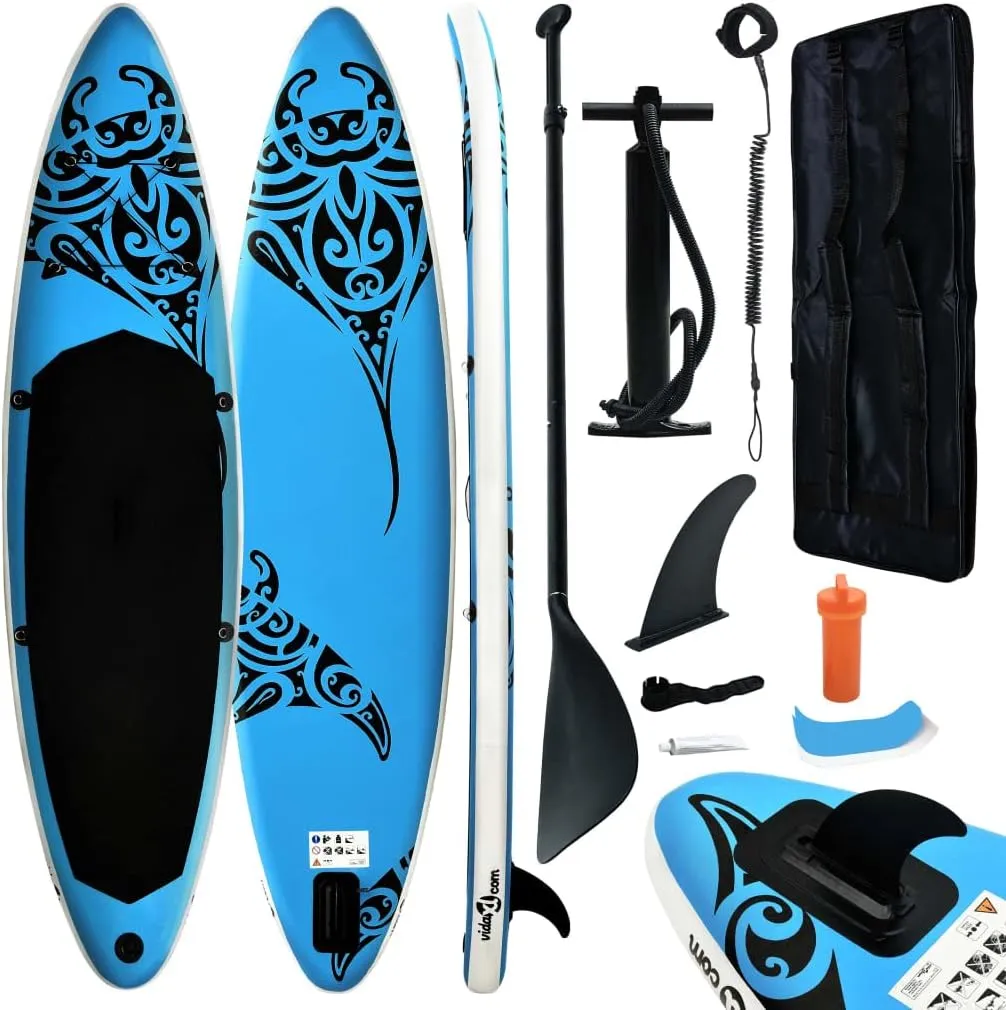 Inflatable Stand Up Paddleboard Set 120.1"x29.9"x5.9" Blue,Paddleboards-25.08lbs